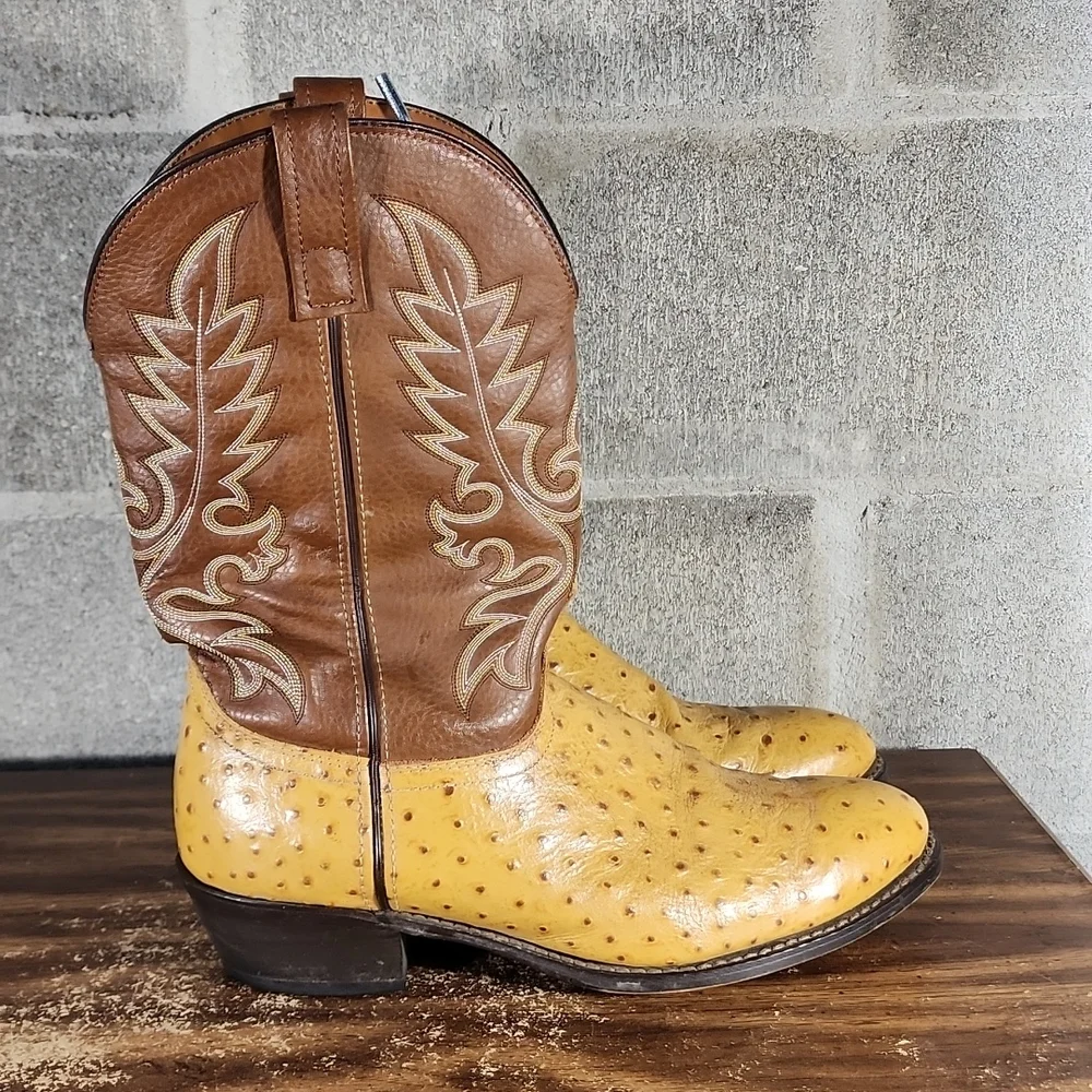 Vintage Laredo Cowboy Ostrich Boots Mens Size 12EW Model# 69032